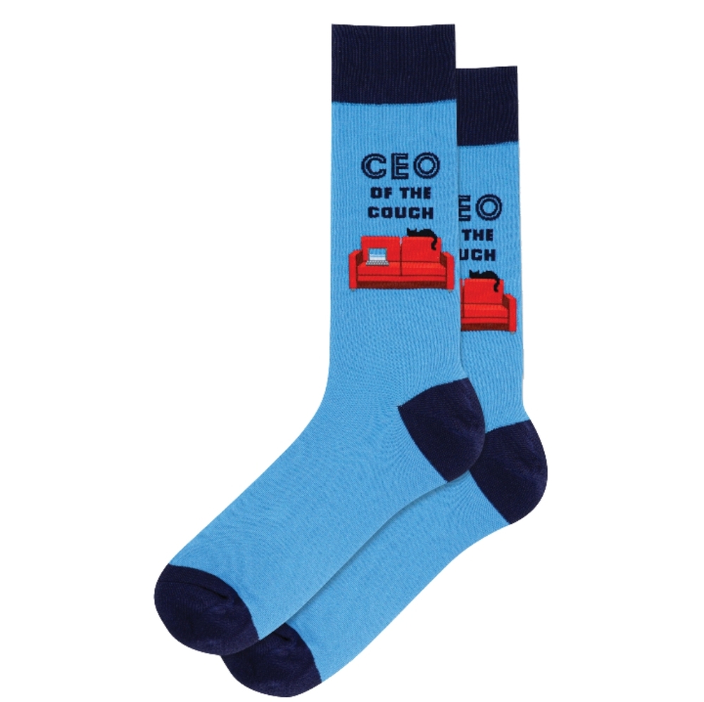 🆕 HOTSOX "CEO of the Couch" Mens Novelty Socks in Blue/navy/Red